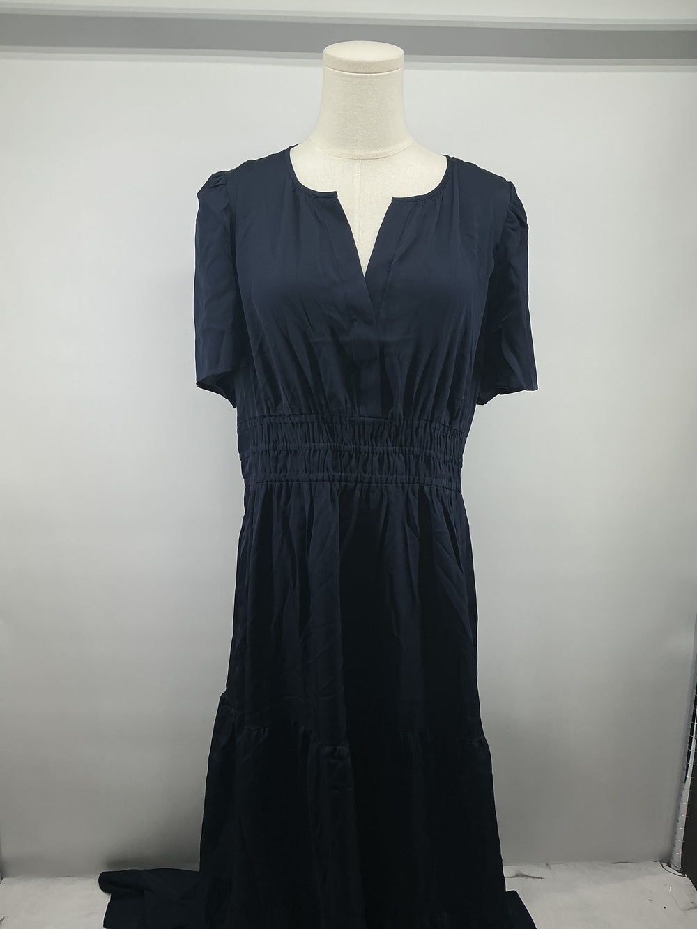 Washable Stretch Silk Tiered Maxi Dress